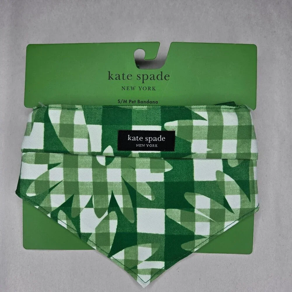 NWT Kate Spade Green Gingham Dog Bandana